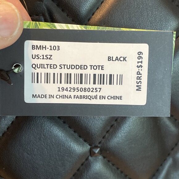 NWT Badgley Mischka Quilted‎ Tote Bag With Crossbody Strap, Black, $199 - Picture 3 of 16